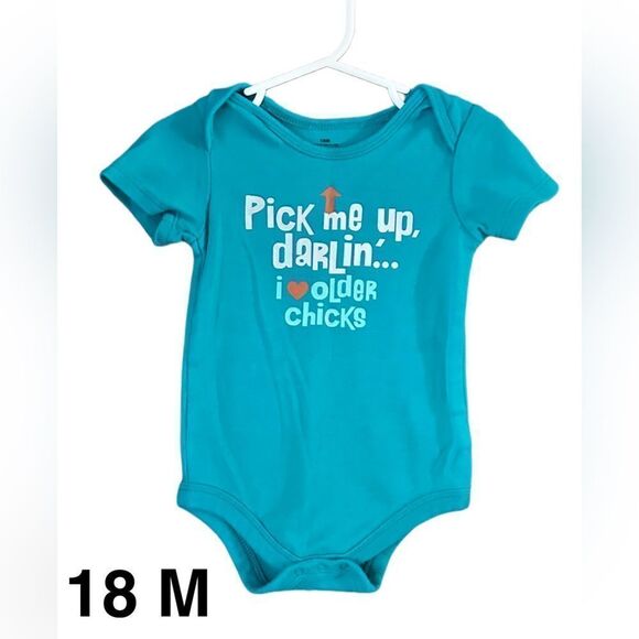 Funny Toddler’s Onesie, Size 18 Months, Pick Me Up Darlin’ I Love Older Chicks - Picture 1 of 4